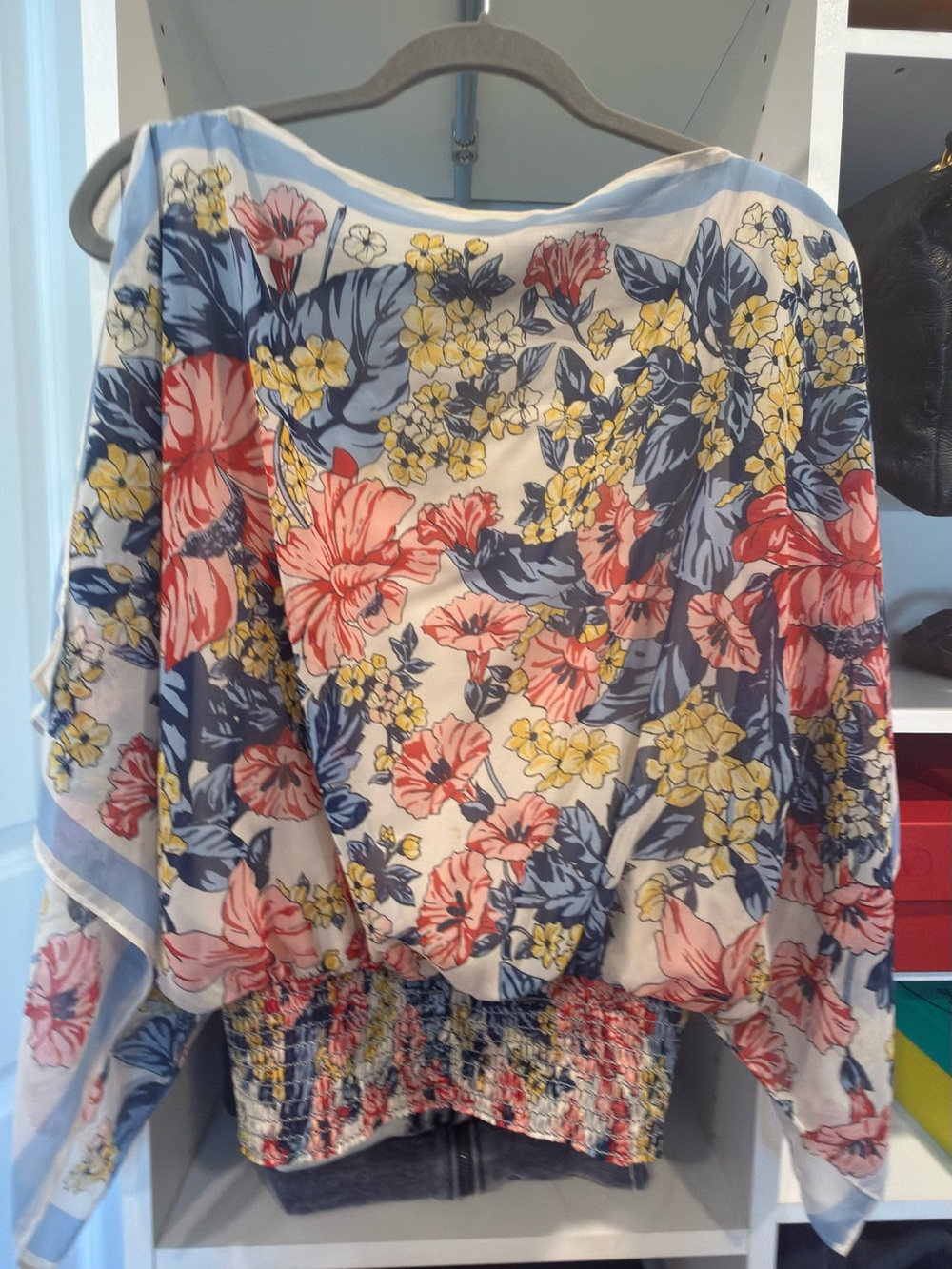 Max Studio Smocked Floral Blouse Size Small